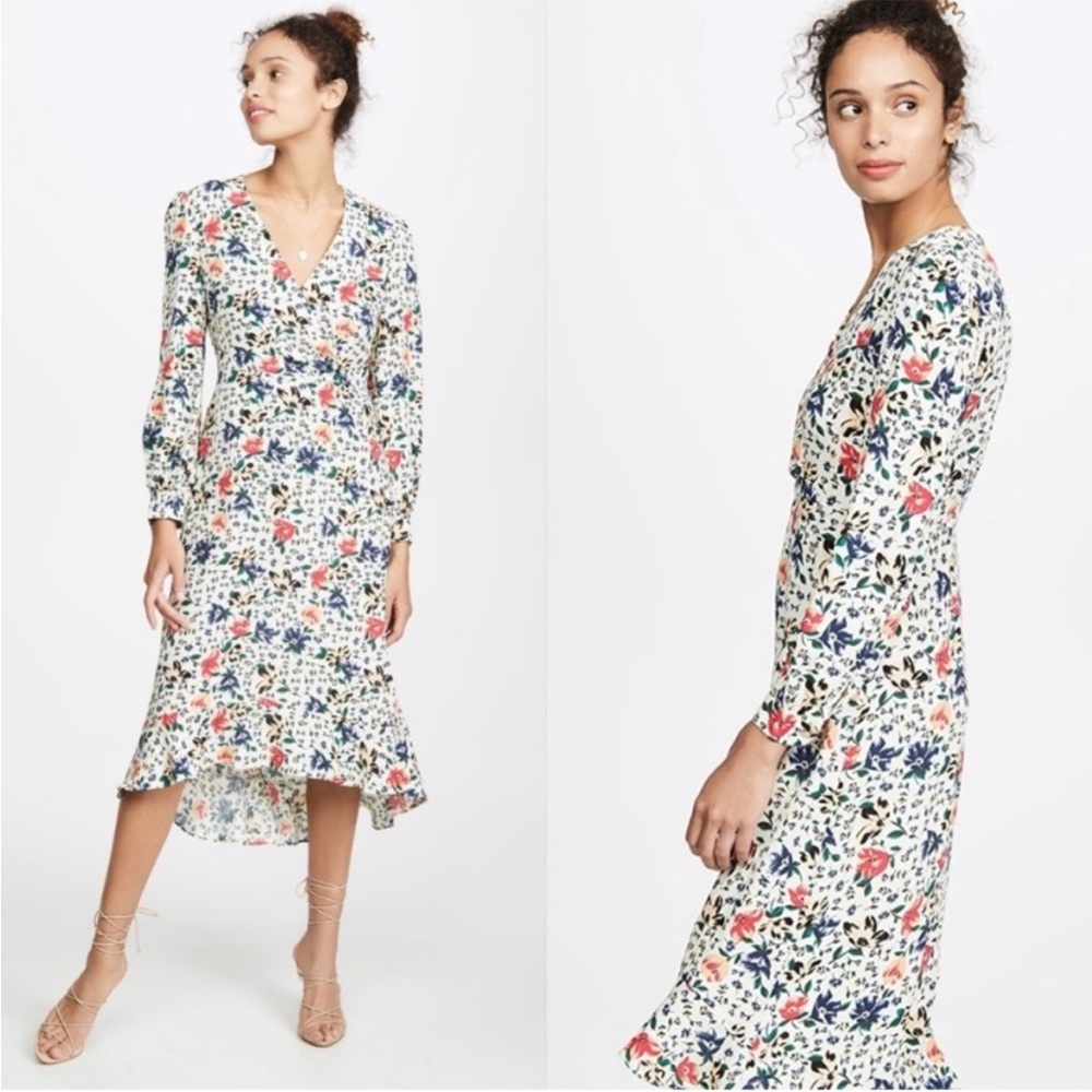 Ba&sh Floral Long Sleeve Midi Dress